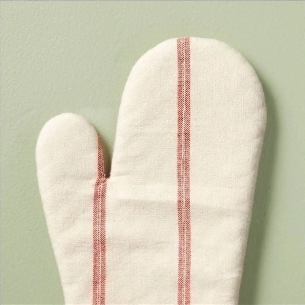 Hearth & Hand Magnolia Stripe Oven Mitt Natural/Red - Christmas